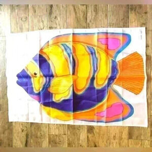 VTG AGC Inc Colorful Fish Orange Purple Tropical Fish Garden Flag 28.5x41